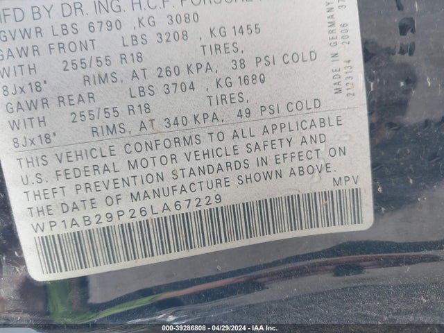 2006 PORSCHE CAYENNE WP1AB29P26LA67229 Photo 8