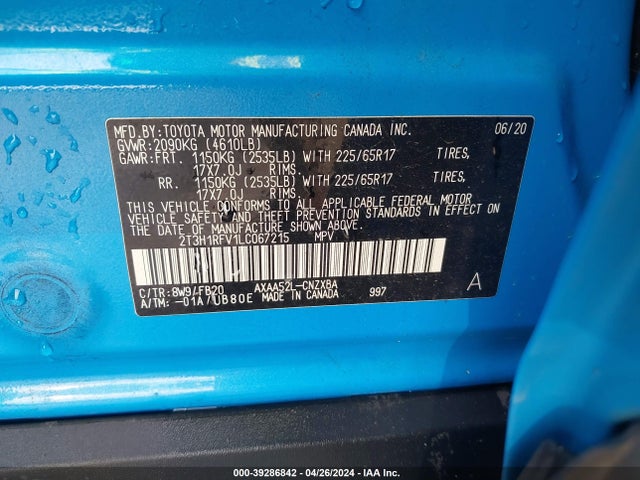 Toyota RAV4 LE 2020 2T3H1RFV1LC067215 Image 9