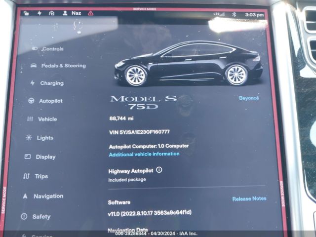 5YJSA1E23GF160777 Tesla Model S 60d/70d/75d/85d/90d
