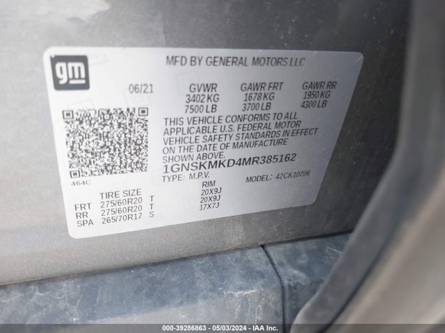 Chevrolet Tahoe 4wd Ls 2021 1GNSKMKD4MR385162 Image 9