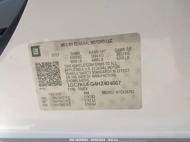 1GC2KUEG4HZ404667 Chevrolet Silverado 2500hd Wt