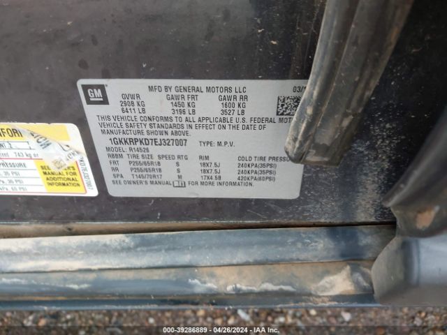 1GKKRPKD7EJ327007 GMC Acadia Sle-2