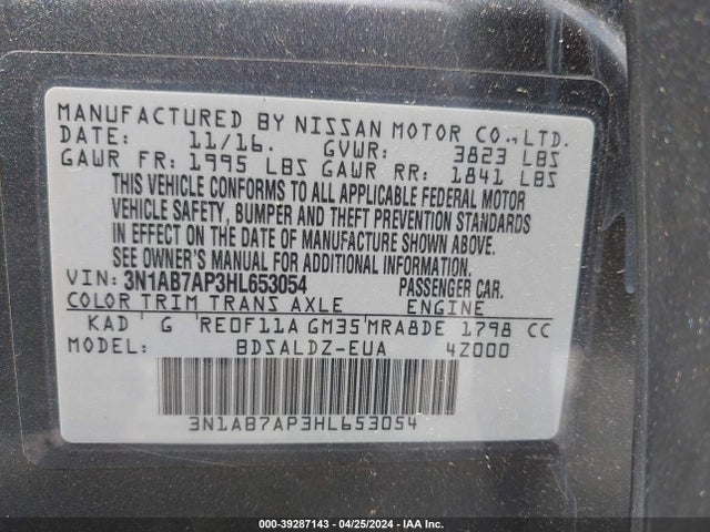 Nissan SENTRA SV 2017 3N1AB7AP3HL653054 Image 9
