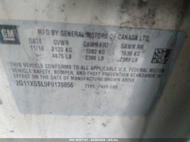 Chevrolet Impala 1fl 2015 2G11X5SL9F9178856 Image 9