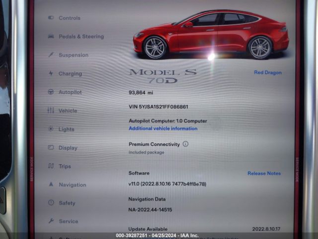 5YJSA1S21FF086861 Tesla Model S 70d/85d/p85d
