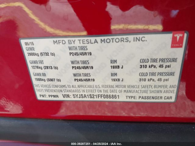 5YJSA1S21FF086861 Tesla Model S 70d/85d/p85d