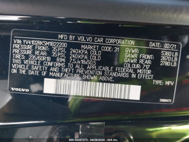 YV4102RK5M1822200 Volvo Xc60 T5 Momentum