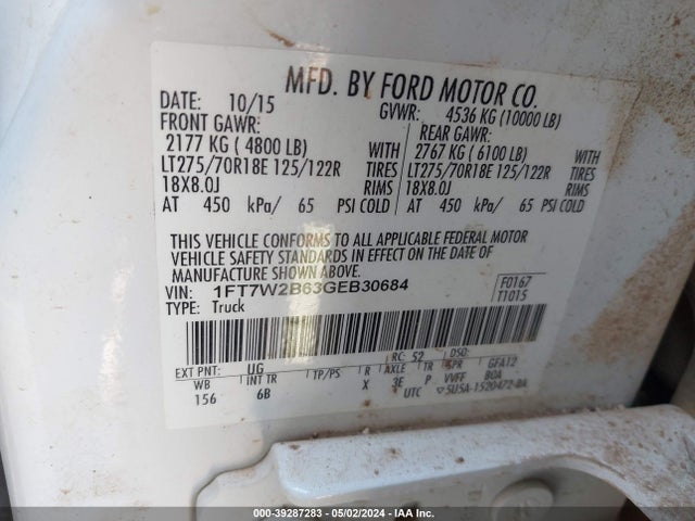 Ford F-250 Lariat 2016 1FT7W2B63GEB30684 Image 9
