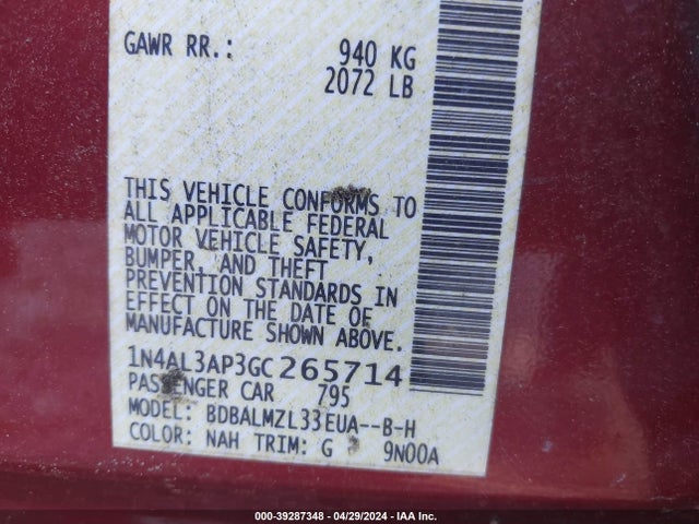 Nissan Altima 2.5 Sv 2016 1N4AL3AP3GC265714 Image 9