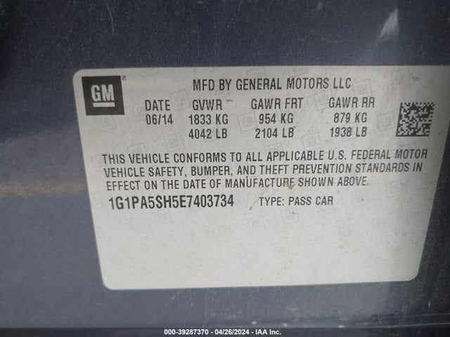 Chevrolet Cruze Ls Auto 2014 1G1PA5SH5E7403734 Image 9