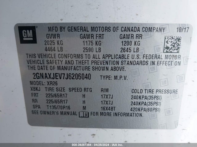 Chevrolet EQUINOX LT 2018 2GNAXJEV7J6206040 Image 9