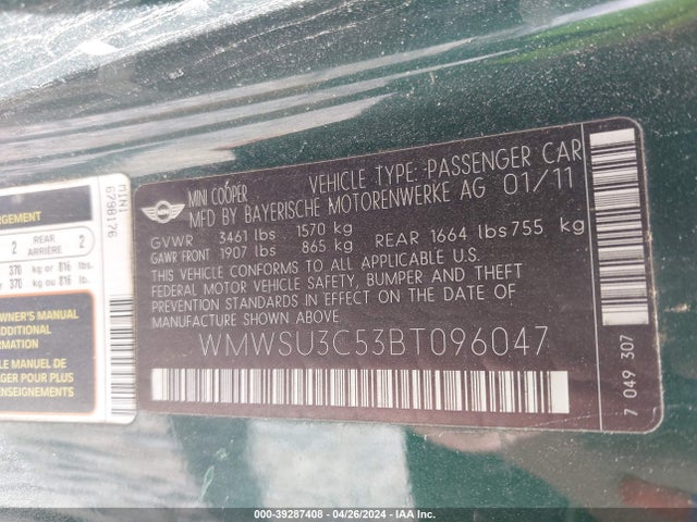 2011 MINI COOPER WMWSU3C53BT096047 Photo 8