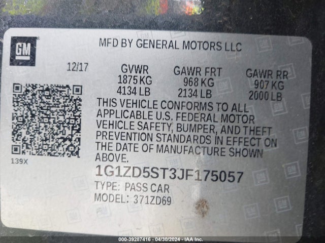 Chevrolet MALIBU LT 2018 1G1ZD5ST3JF175057 Image 9