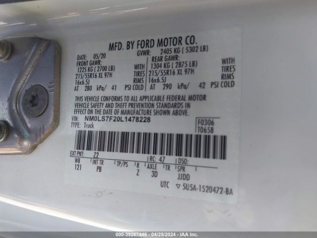 NM0LS7F20L1478228 Ford Transit Connect Xlt