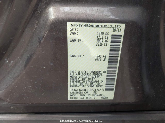 Nissan Altima 2.5 Sv 2014 1N4AL3APXEC163873 Image 9