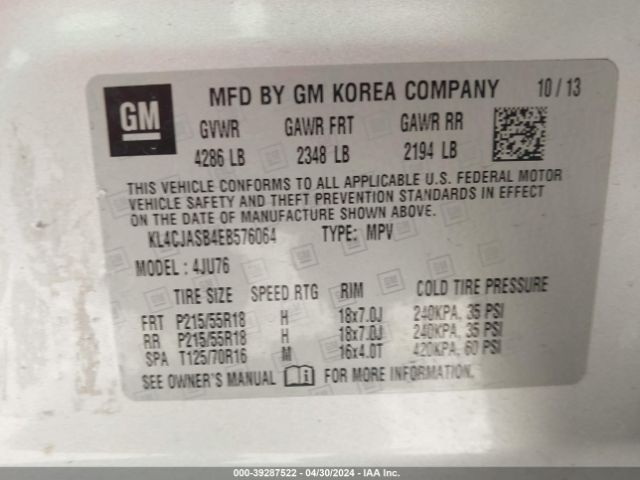 KL4CJASB4EB576064 Buick Encore