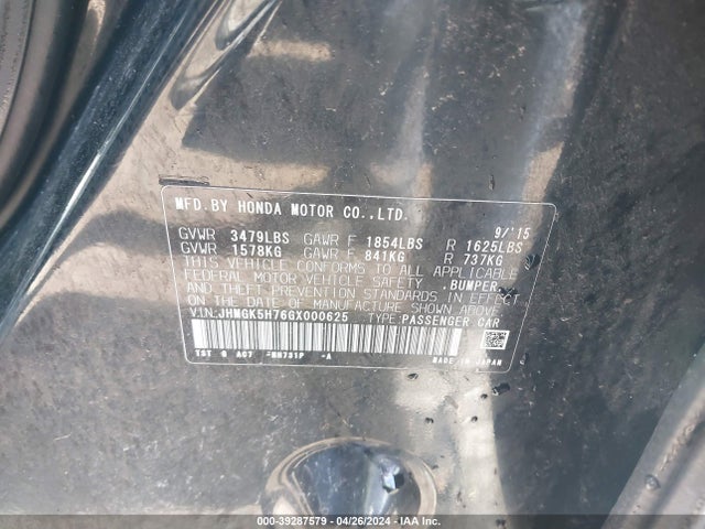Honda FIT EX 2016 JHMGK5H76GX000625 Image 9
