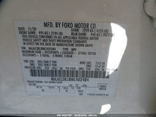 MAJ6S3KL8MC402484 Ford Ecosport Titanium