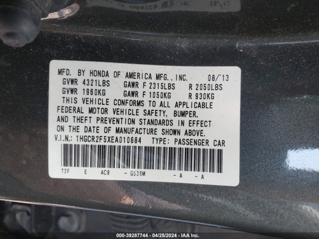 Honda Accord Sport 2014 1HGCR2F5XEA010684 Image 9