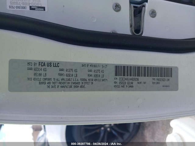 Dodge Charger Sxt Rwd 2017 2C3CDXHG1HH620296 Image 9