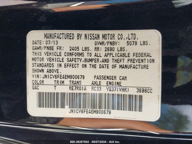 JN1CV6FE4EM900679 Infiniti Q60
