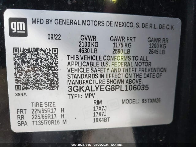 3GKALYEG8PL106035 GMC Terrain Awd At4