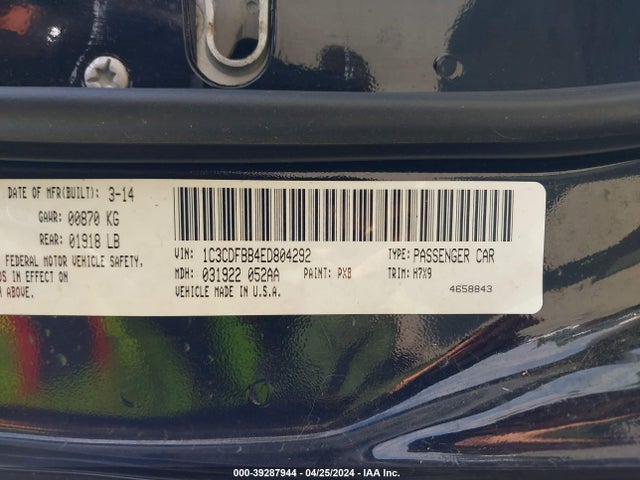 Dodge DART SXT 2014 1C3CDFBB4ED804292 Image 9