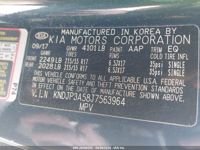 KIA SOUL + 2018 KNDJP3A58J7563964 Image 9