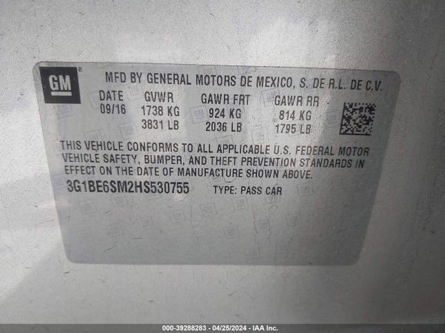 Chevrolet Cruze Lt Auto 2017 3G1BE6SM2HS530755 Image 9