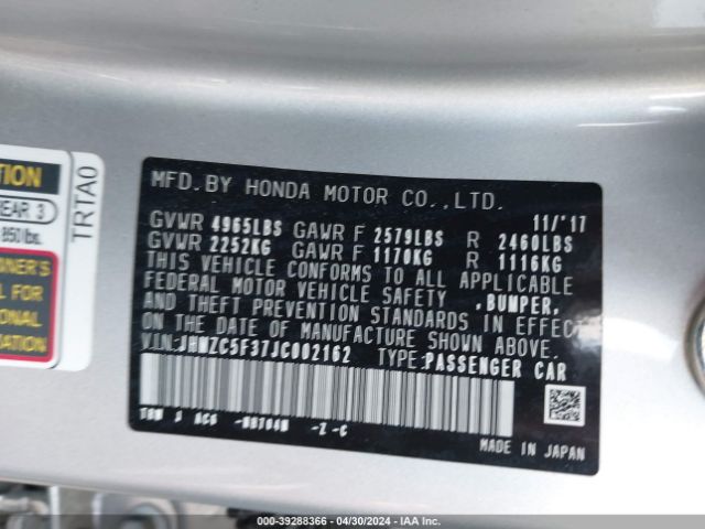 JHMZC5F37JC002162 Honda Clarity Plug-in Hybrid Touring