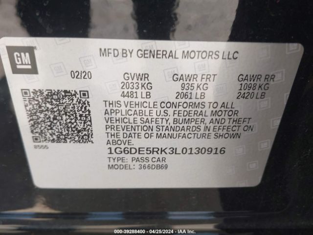 1G6DE5RK3L0130916 Cadillac Ct4 Luxury