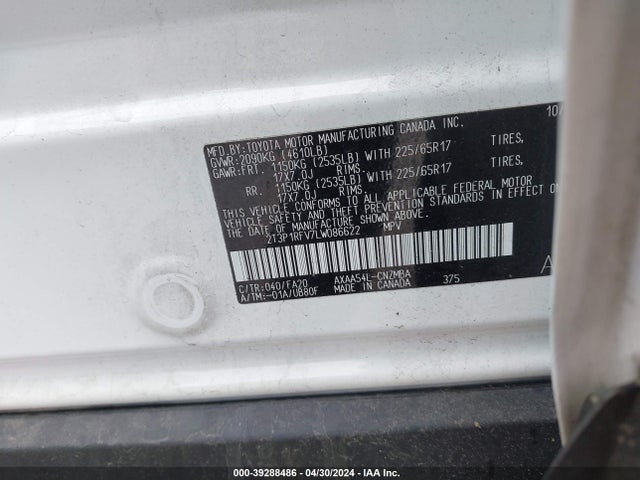 Toyota Rav4 Xle 2020 2T3P1RFV7LW086622 Image 9