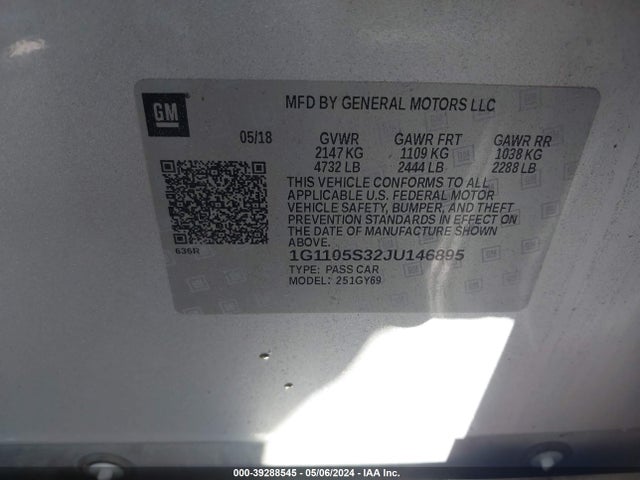 Chevrolet IMPALA 1LT 2018 1G1105S32JU146895 Image 9