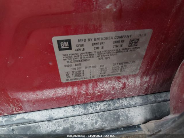 KL4CJESB3KB796072 Buick Encore Awd Preferred