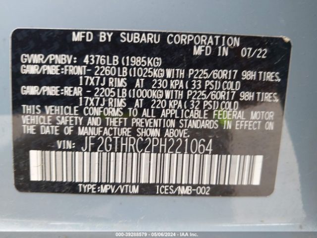 JF2GTHRC2PH221064 Subaru Crosstrek Sport