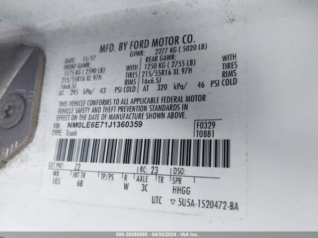 Ford Transit Connect Xl 2018 NM0LE6E71J1360359 Image 9