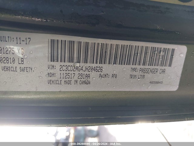 Dodge Challenger Sxt 2018 2C3CDZAG4JH204626 Image 9