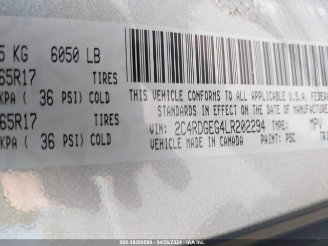 Dodge Grand Caravan Gt 2020 2C4RDGEG4LR202294 Image 9