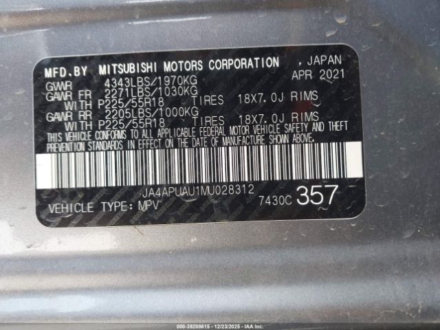 2021 MITSUBISHI OUTLANDER SPORT JA4APUAU1MU028312 Photo 8