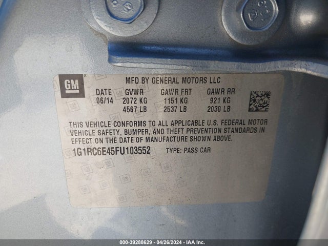Chevrolet Volt 2015 1G1RC6E45FU103552 Image 9