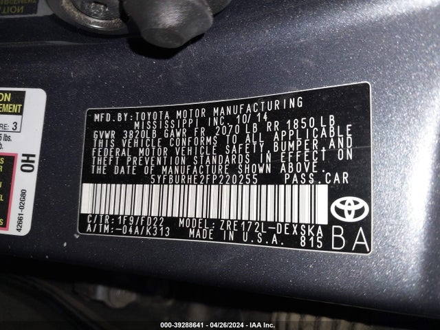 Toyota Corolla S Plus 2015 5YFBURHE2FP220255 Image 9