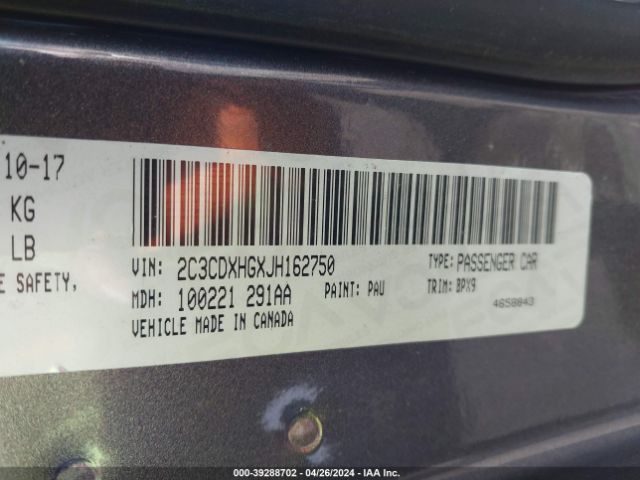 2C3CDXHGXJH162750 Dodge Charger Sxt Plus Rwd