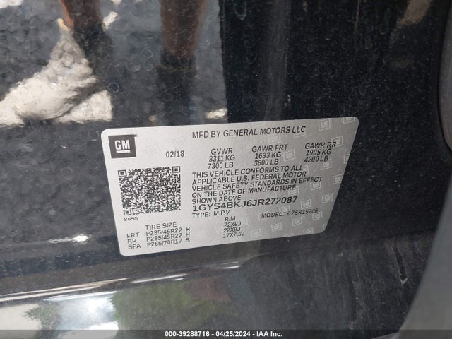 1GYS4BKJ6JR272087 Cadillac Escalade Luxury