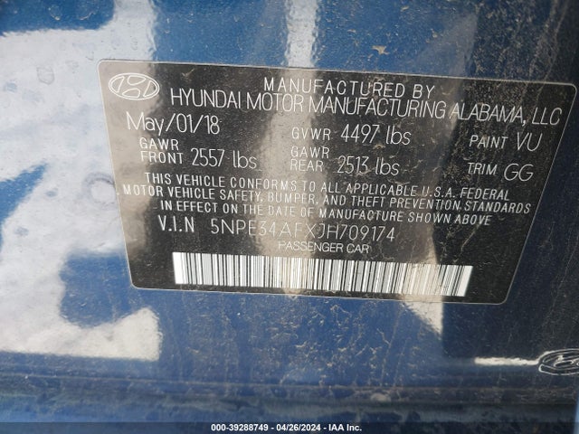 Hyundai Sonata Sel+ 2018 5NPE34AFXJH709174 Image 9