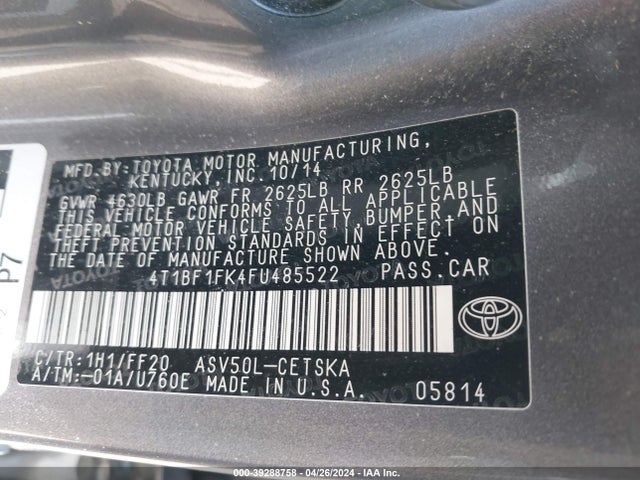 Toyota CAMRY SE 2015 4T1BF1FK4FU485522 Image 9