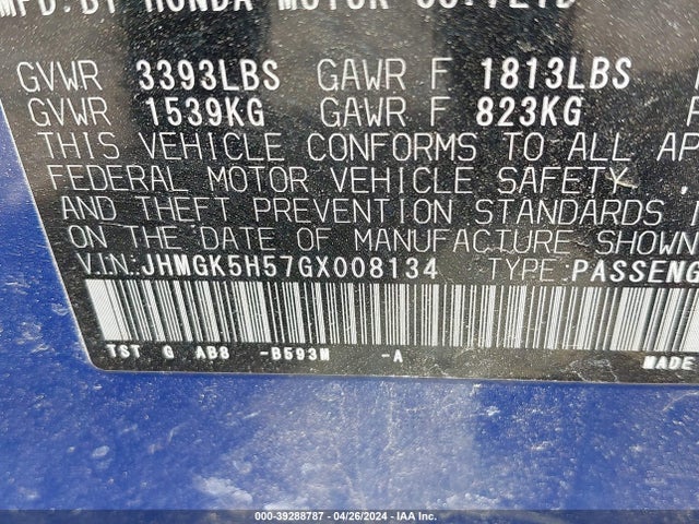 Honda FIT LX 2016 JHMGK5H57GX008134 Image 9