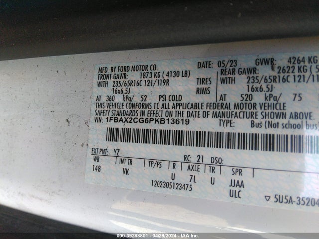 Ford Transit-350 Passenger Van Xl 2023 1FBAX2CG6PKB13619 Image 9