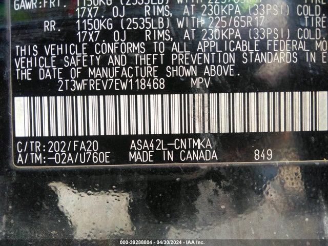 Toyota Rav4 Xle 2014 2T3WFREV7EW118468 Image 9