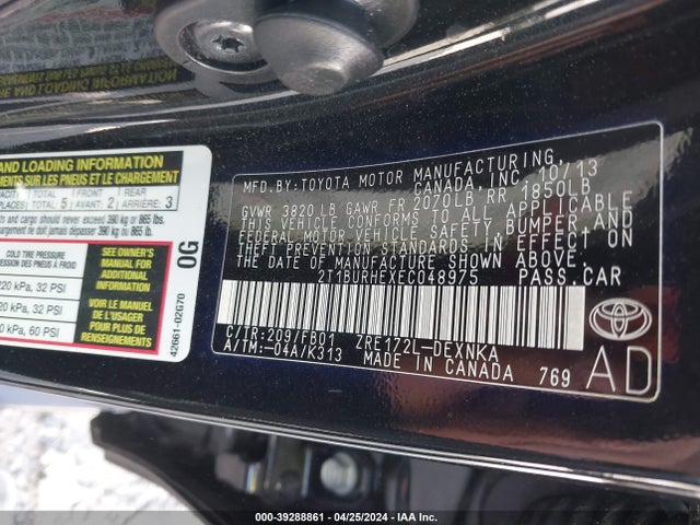 Toyota Corolla Le Plus 2014 2T1BURHEXEC048975 Image 9