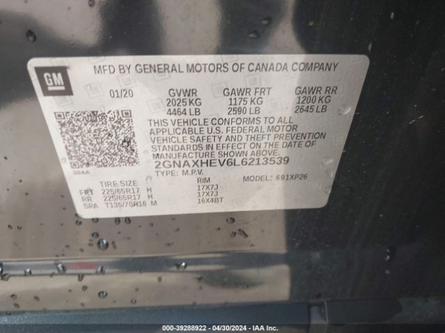 2020 CHEVROLET EQUINOX 2GNAXHEV6L6213539 Photo 8